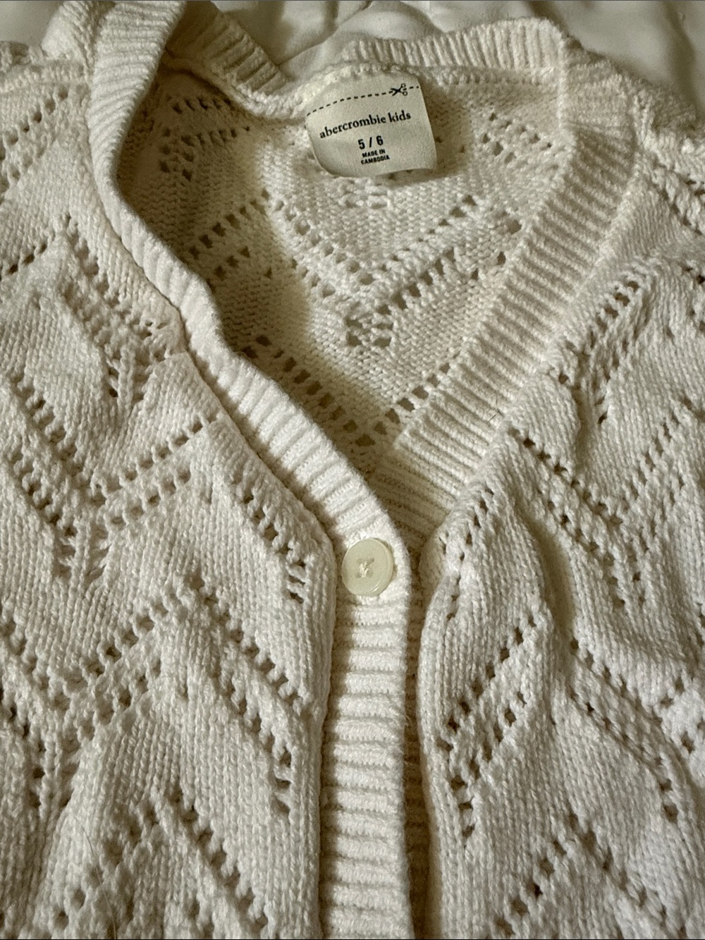 abercrombie kids Cream Openwork V-Neck Cardigan - Picture 3 of 3